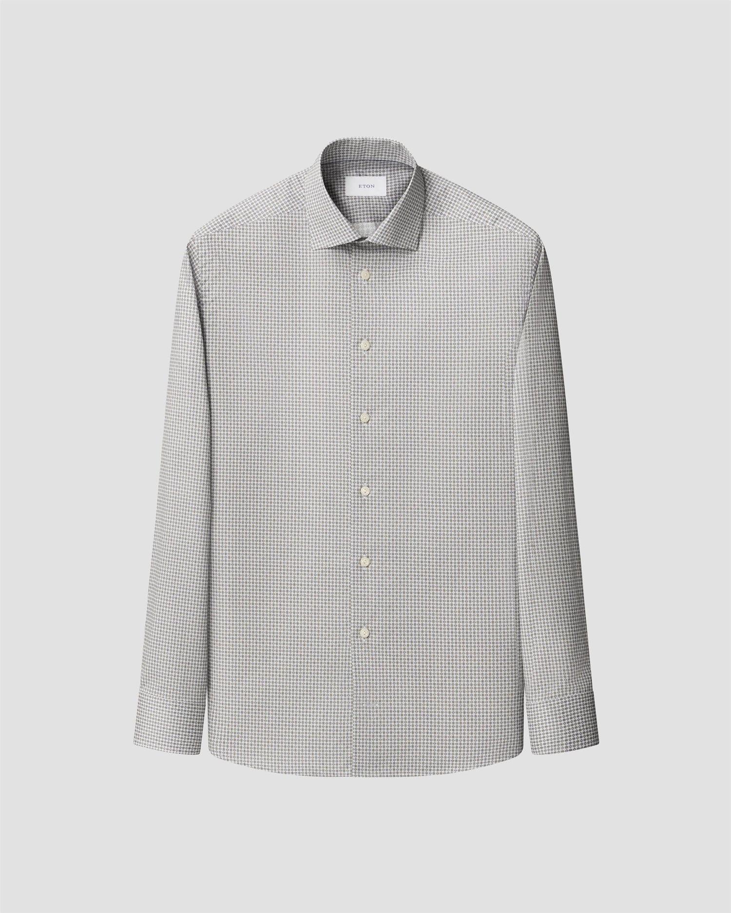 Skjorte - Brown Micro Print Signature Twill Shirt Contemporary Fit