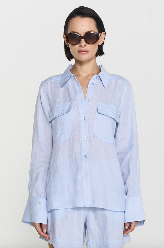 Skjorte - Cassidy Linen Shirt Illusion Blue