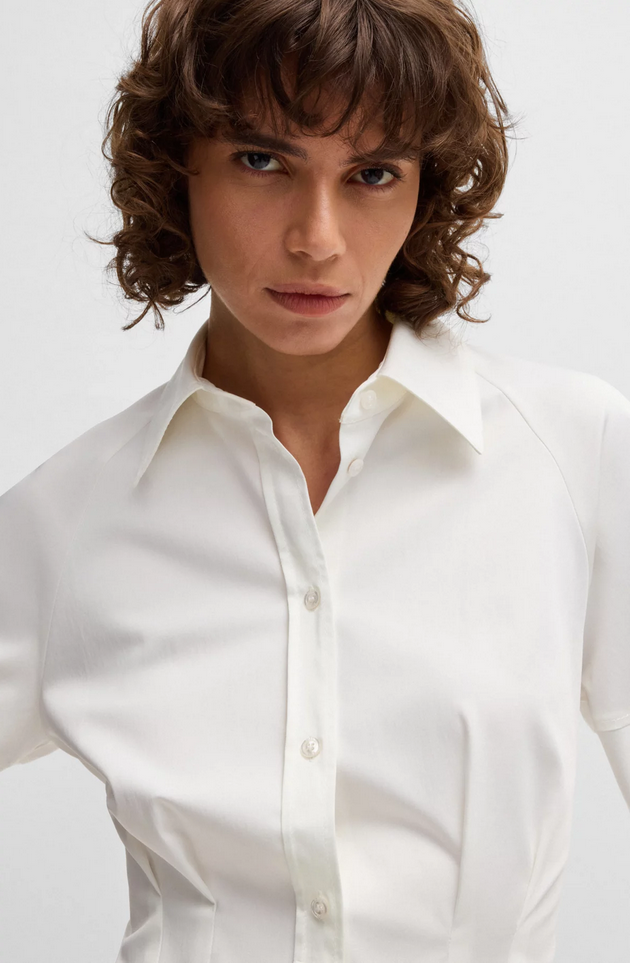 Skjorte - Belaurena Tailored Blouse Stretch Cotton White