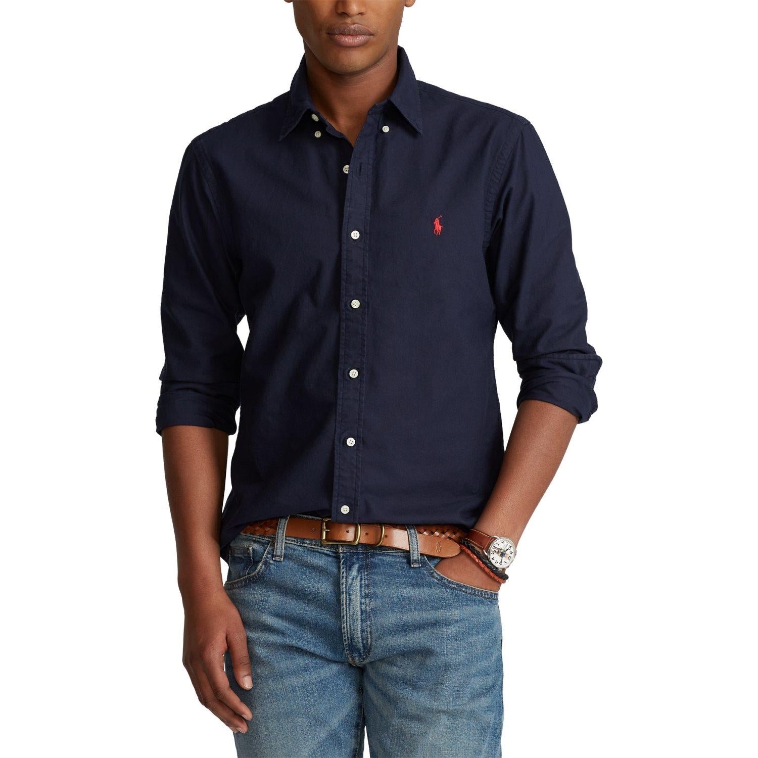 Skjorte - Custom Fit Oxford Shirt Navy
