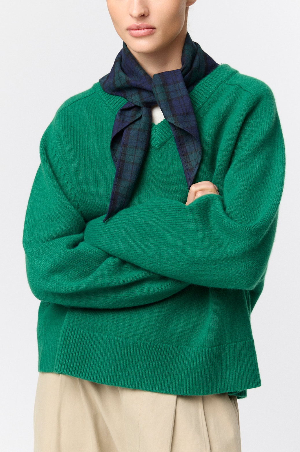 Skjerf - Flannel Poet Scarf Green Navy Check