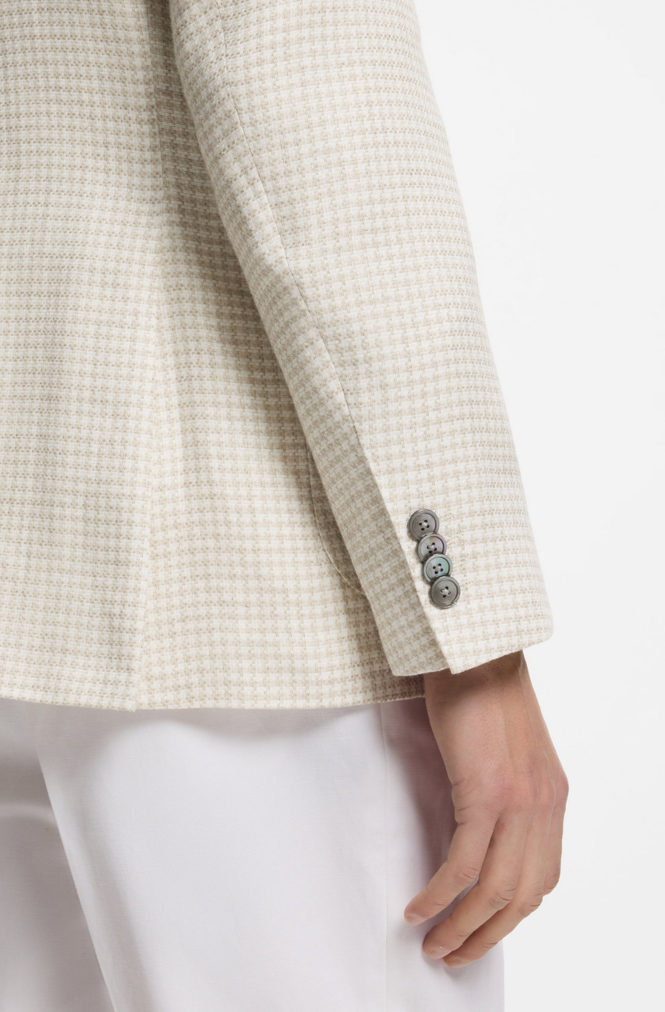 Blazer - Slim-fit blazer in checked linen, cotton and silk