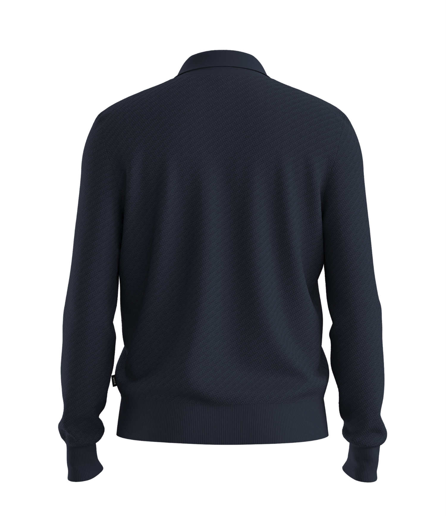 Genser - Knitted Cotton Sweater With Johnny Collar Dark Blue