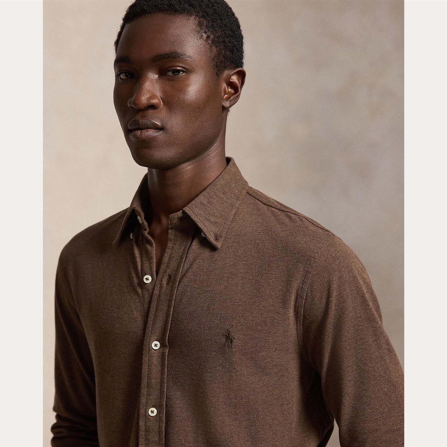 Skjorte - Featherweight Mesh Nutmeg Brown