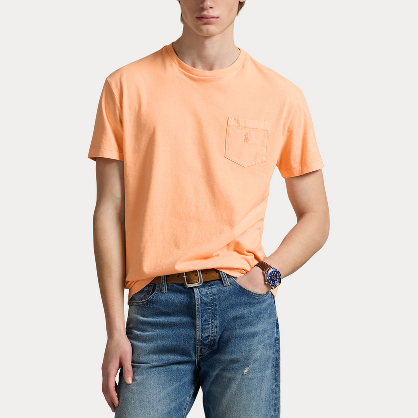 T skjorte - Custom Slim Fit Mineral Dyed Pocket T shirt Amber