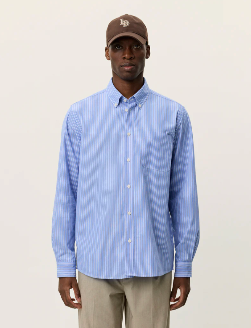 Skjorte - Kent Stripe Poplin Shirt Blue Fog