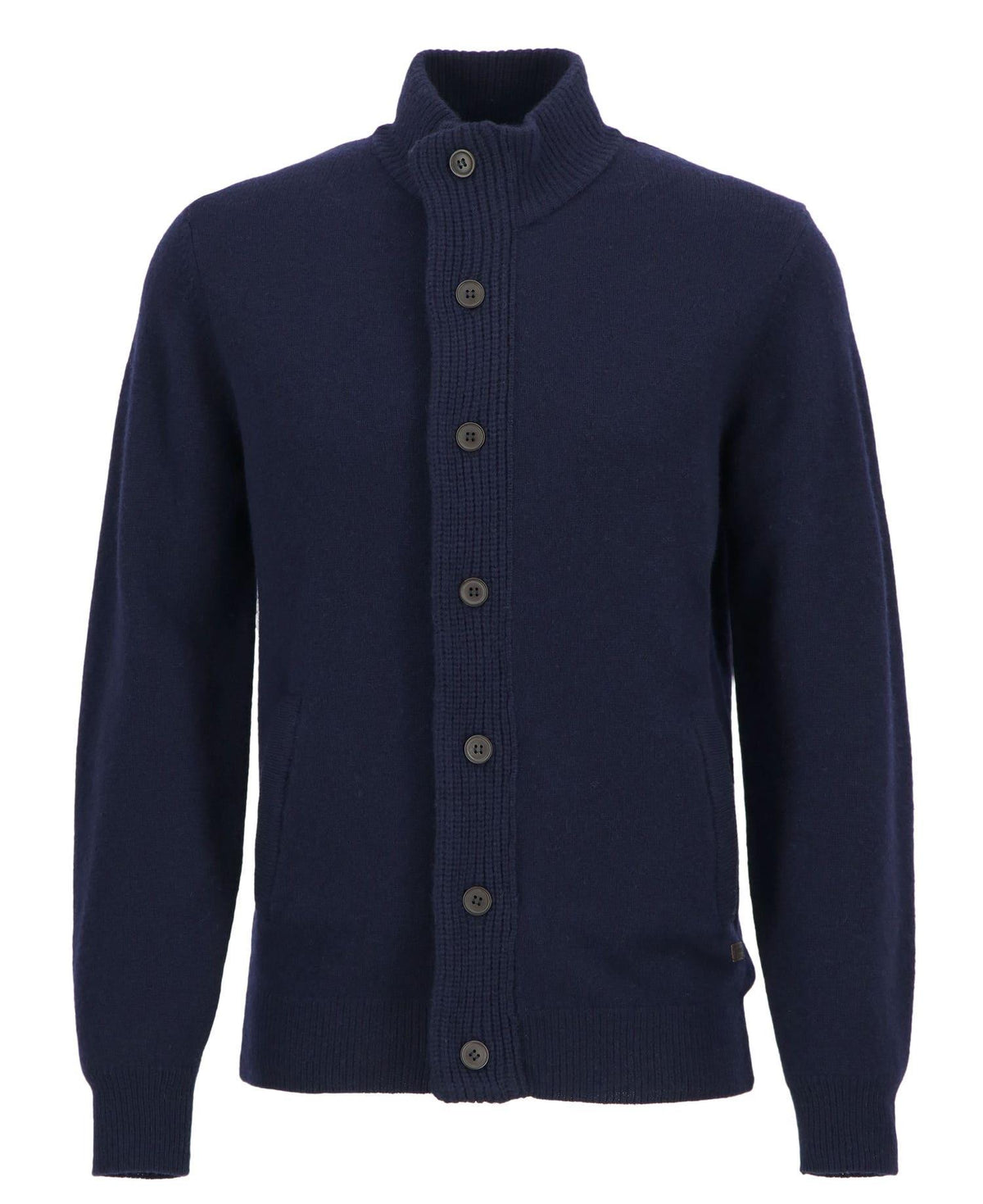 Genser - Essent Patch Zip Through Knitted Jumper Navy