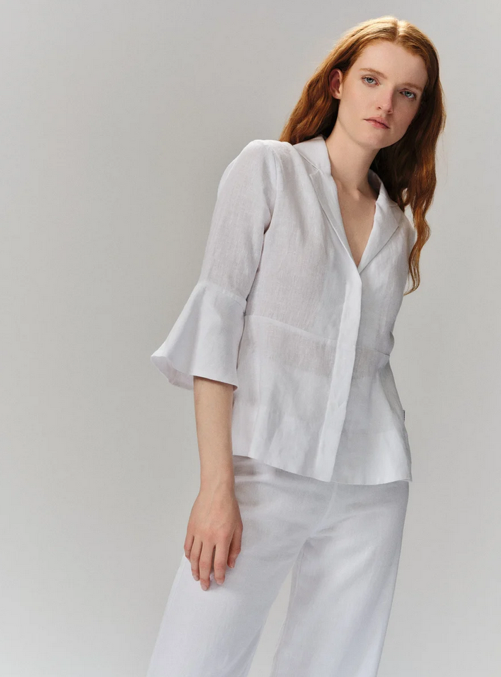Bluse - Guro Linen Shirt White