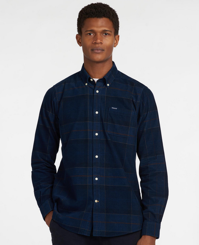 Skjorte - Blair Tailored Tartan Cord Shirt Navy