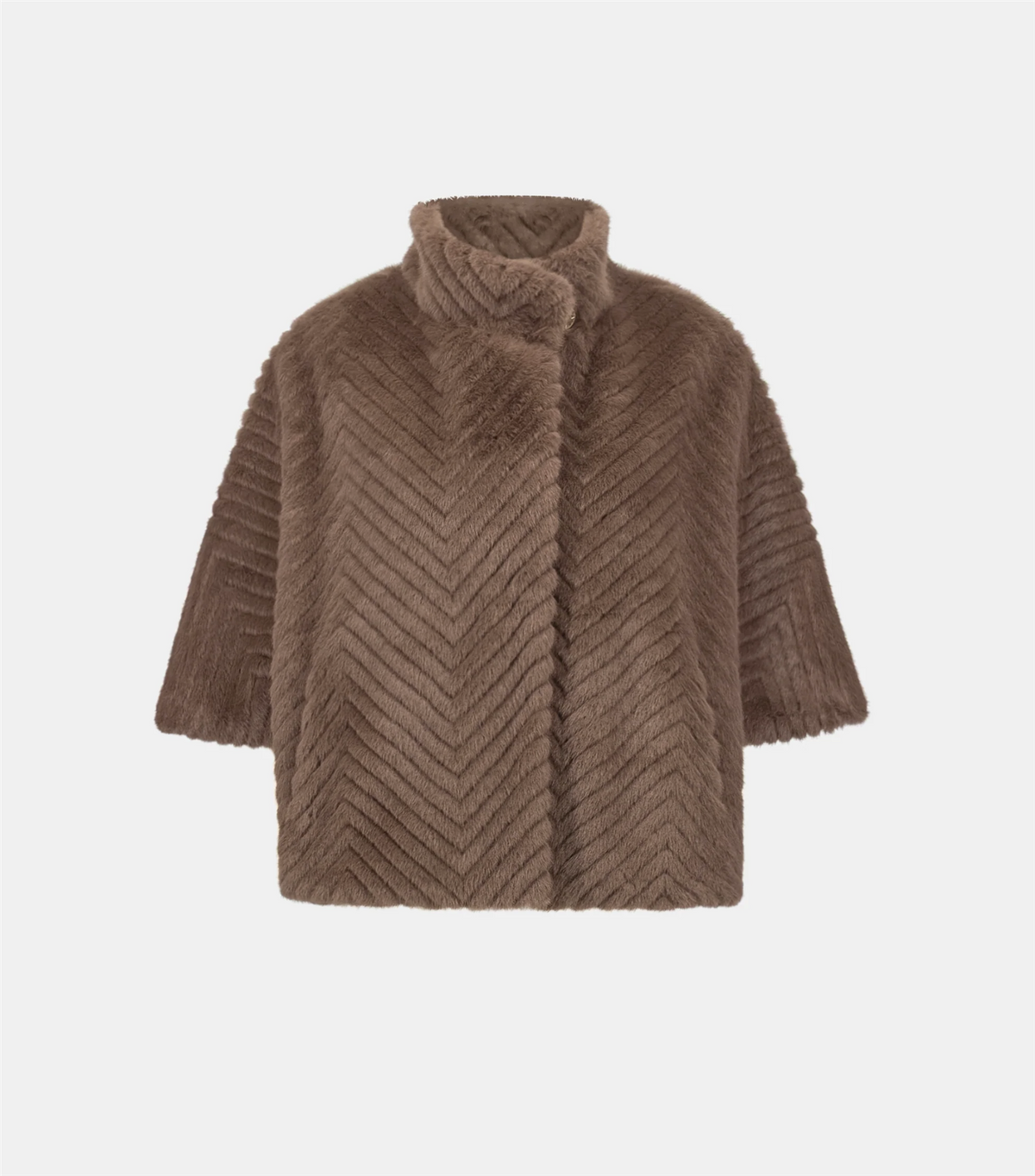 Jakke - Chevron Faux Fur Cape Style Jacket Mink