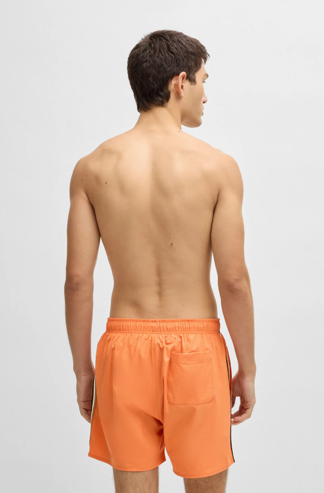 Badeshorts - Iconic Swim Shorts With Signature Stripe Logo Bright Orange