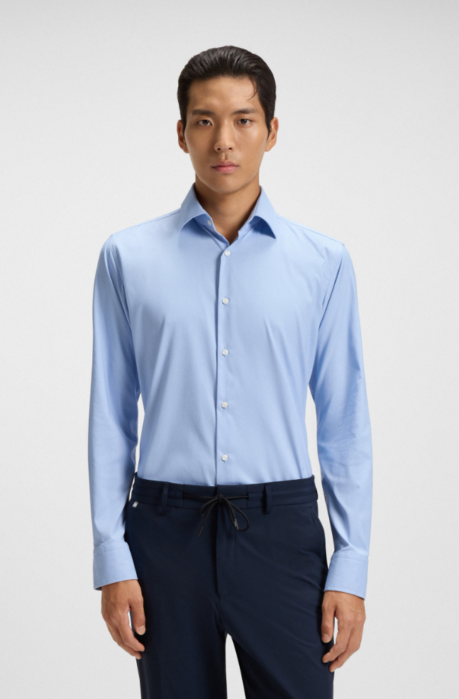 Skjorte - Slim-Fit Shirt In Performance-Stretch Twill Light Pastel Blue