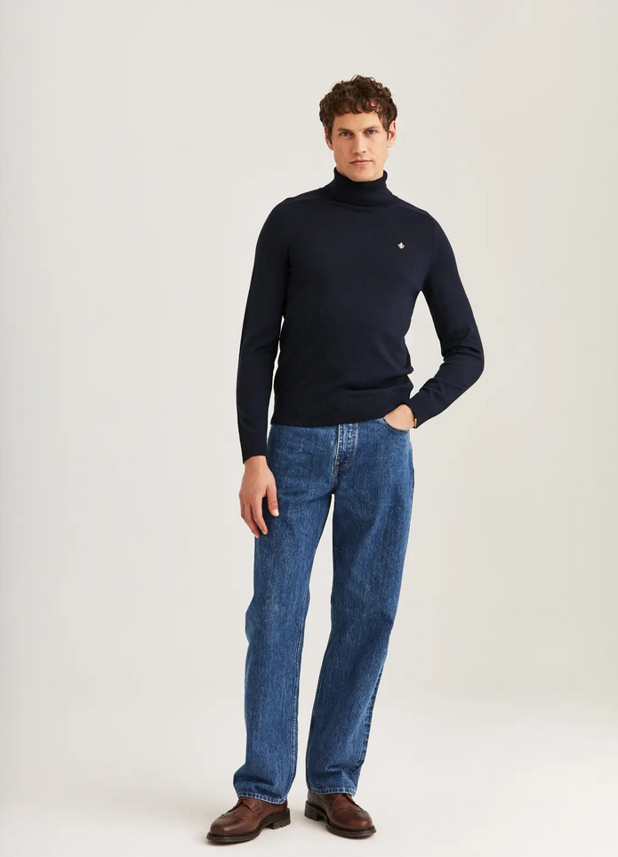 Genser - Merino Roller Neck Navy