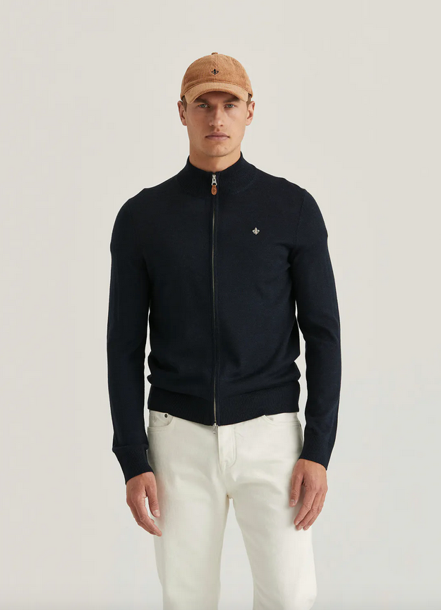 Cardigan - Merino Zip Cardigan Navy