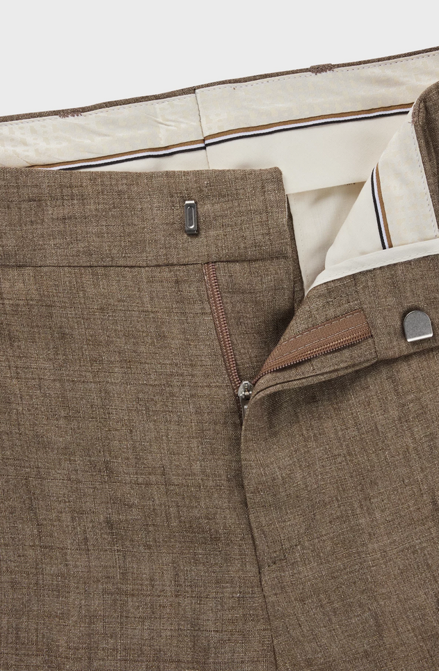 Linbukse - Genius Formal Trousers in Linen Canvas Dark Brown