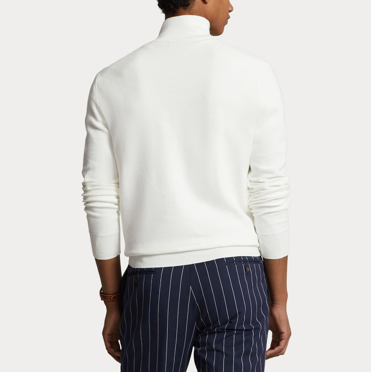 Genser - Mesh-Knit Cotton Quarter Zip Sweater Deckwash white