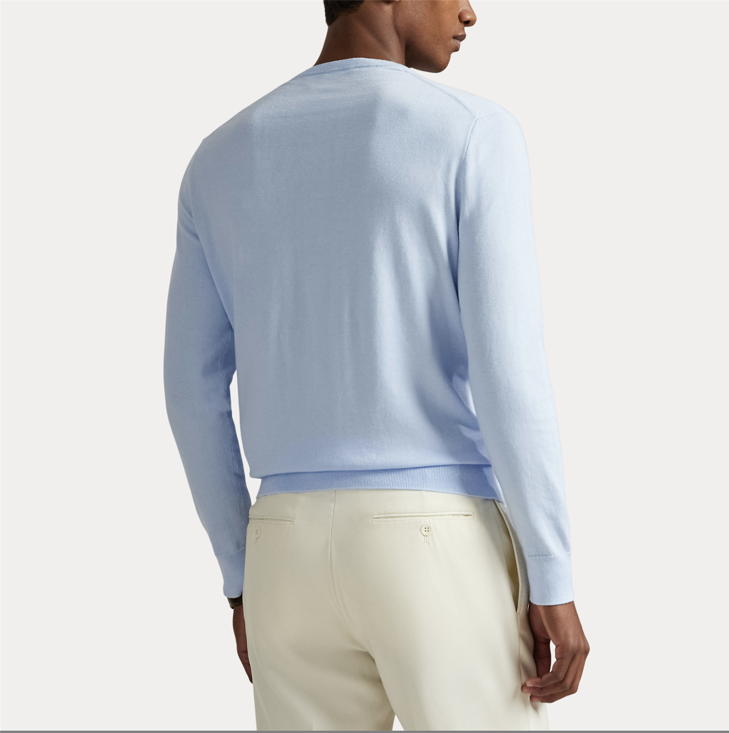 Genser - Slim Fit Textured Cotton Sweater Office Blue