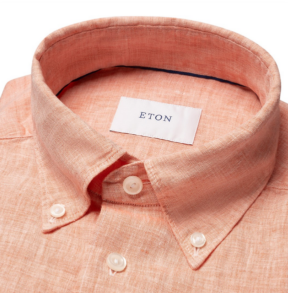 Linskjorte - Orange Solid Plain Weave Linen Shirt