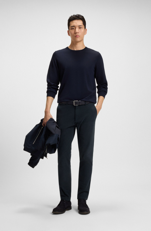 Bukse - Kaiton Slim-Fit Trousers In Stretch-Cotton Twill Dark Blue