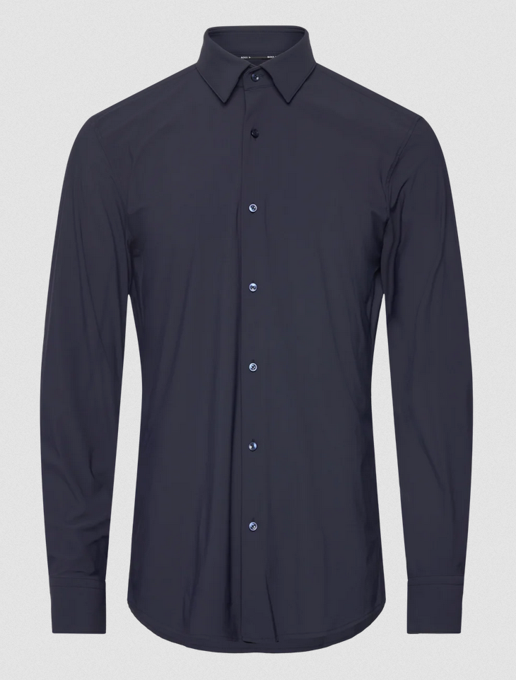 Skjorte - Slim Fit Shirt Performance Stretch Dark Blue