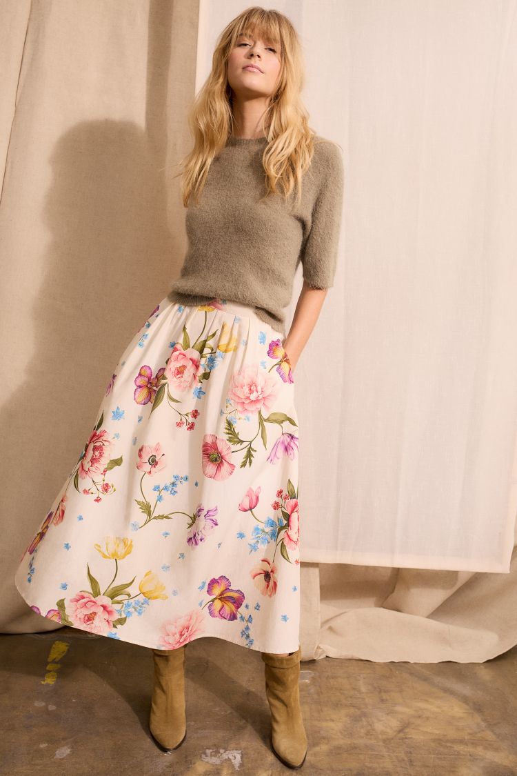 Skjørt - Midi Skirt White /Red