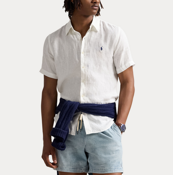 Skjorte - Custom Fit Linen Shirt Ceramic White