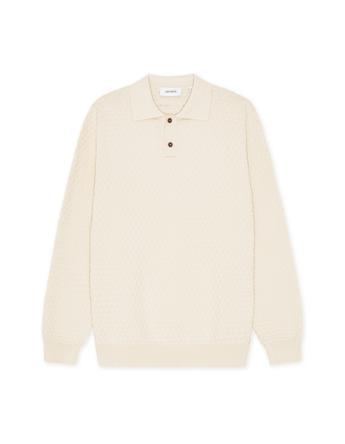 Genser - Billy Weave Knitted LS Polo Light Ivory
