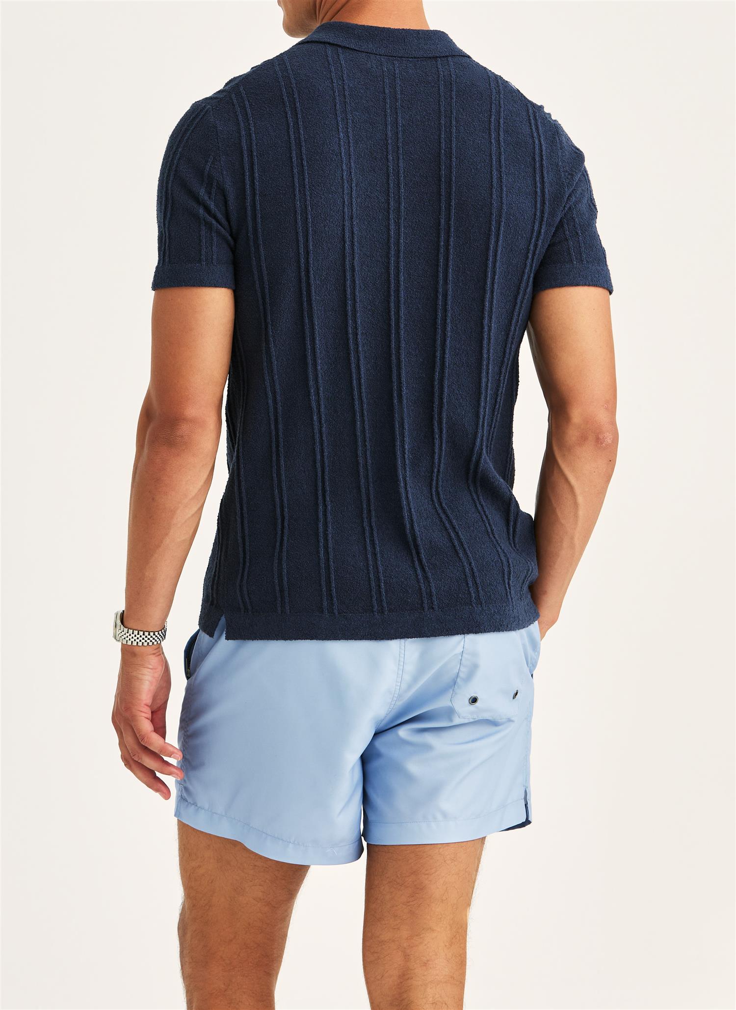 Skjorte - Clayton Knitted SS Shirt Blue