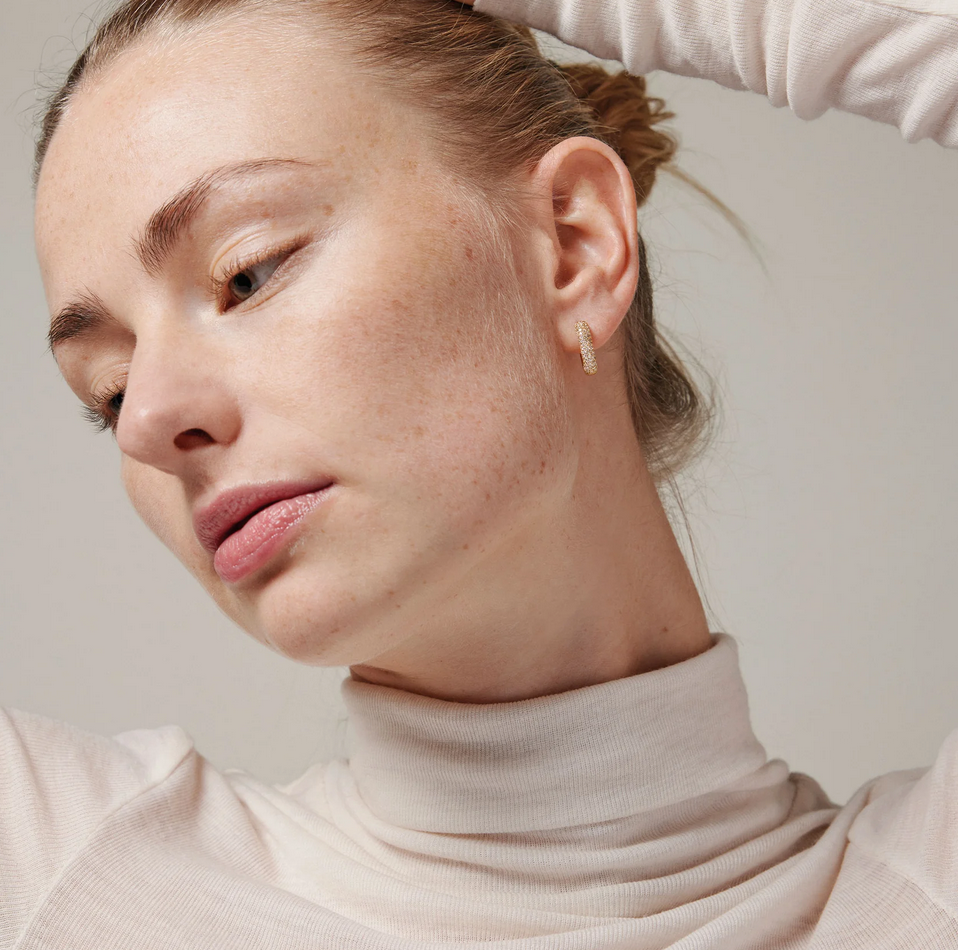 Øredobber - Sparkling Square Hoops Gold