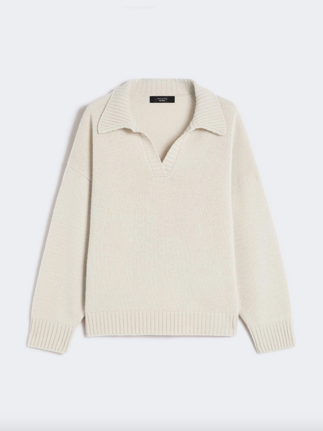 Genser - Agre Wool knit polo shirt Beige