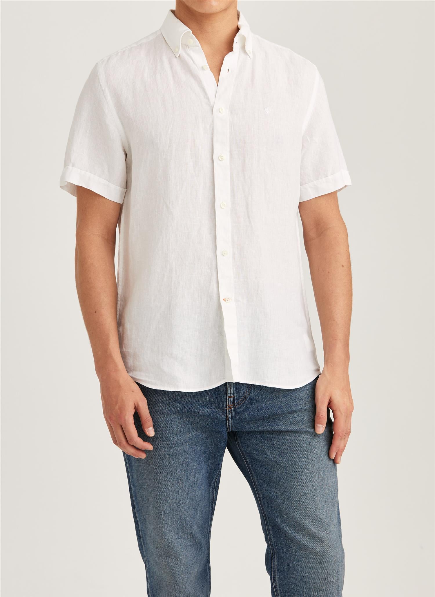 Linskjorte - Douglas Linen SS Shirt-Classic Fit White