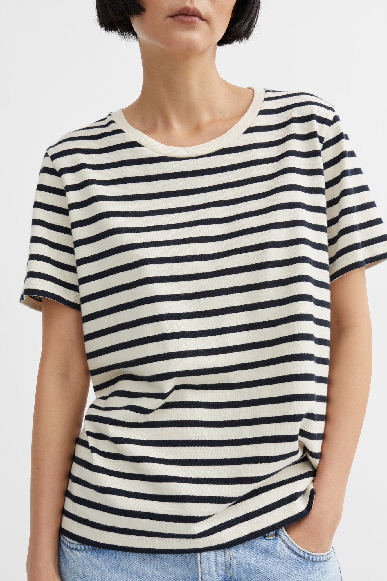 T skjorte - Loui Regular Tee Dark Navy / White Stripe