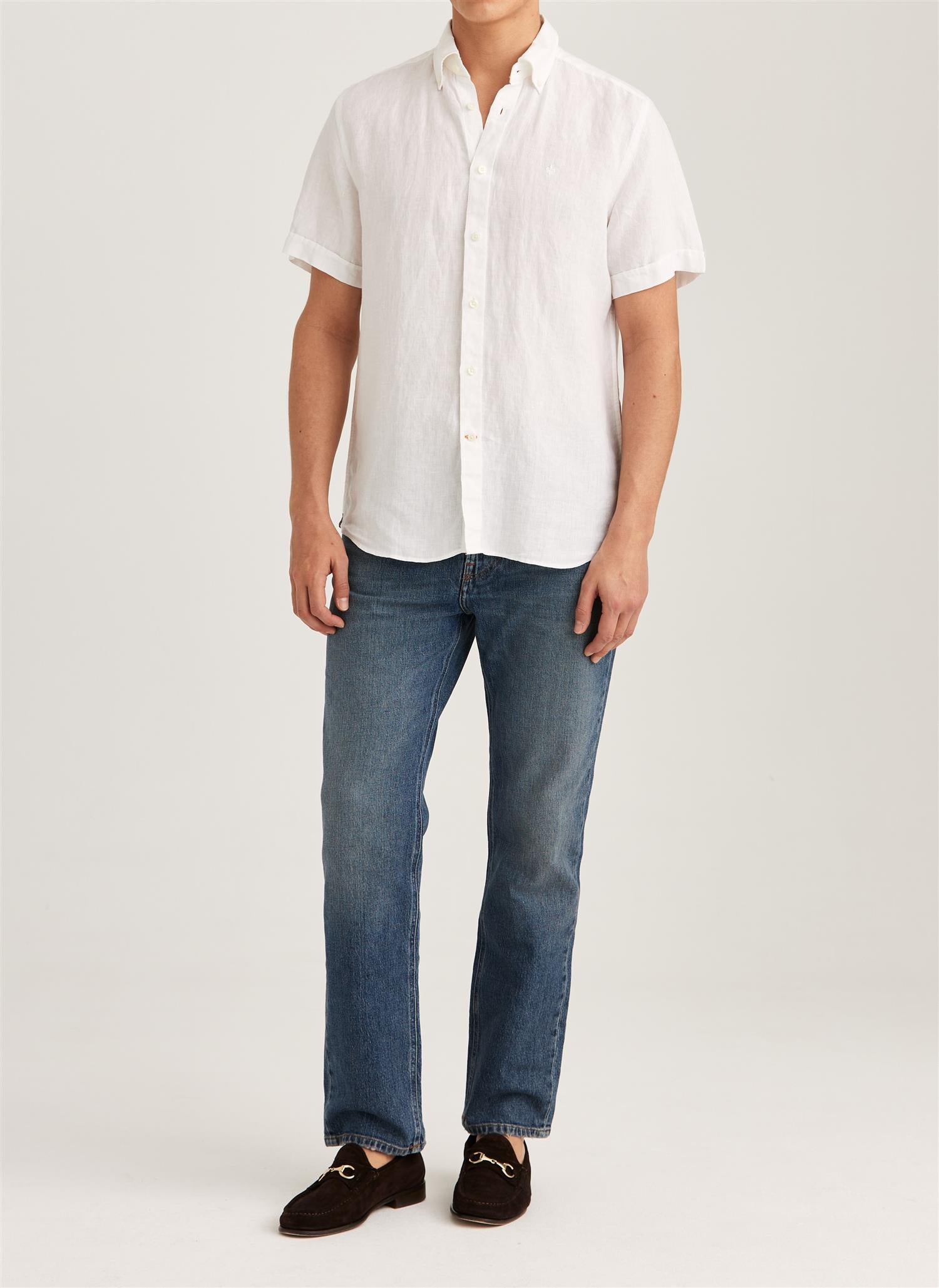 Linskjorte - Douglas Linen SS Shirt-Classic Fit White