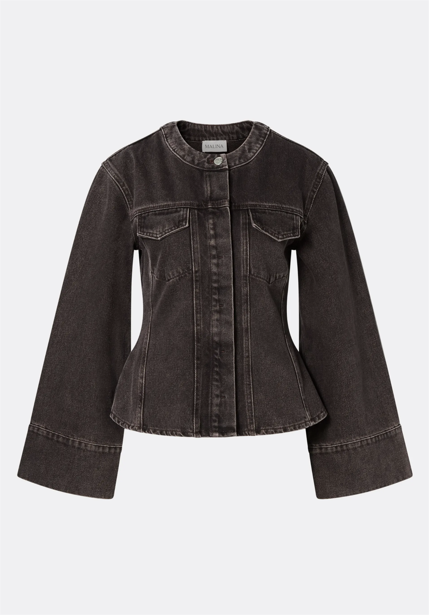 Jakke - Meja Fitted Wide Sleeve Denim Shirt Brown Wash