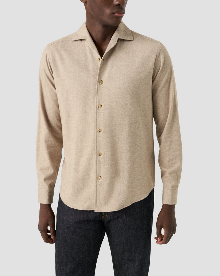 Skjorte - Solid Flannel Shirt Beige
