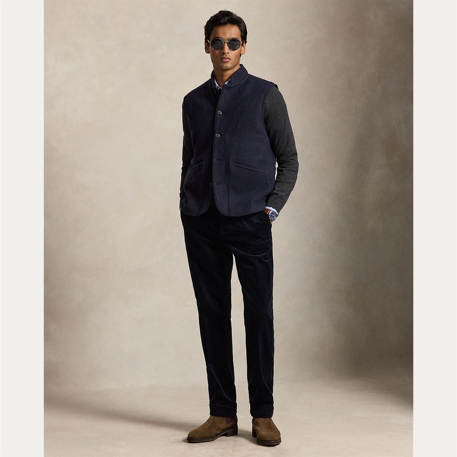 Genser - Washable Wool Crewneck Sweater Dark Granite Heather