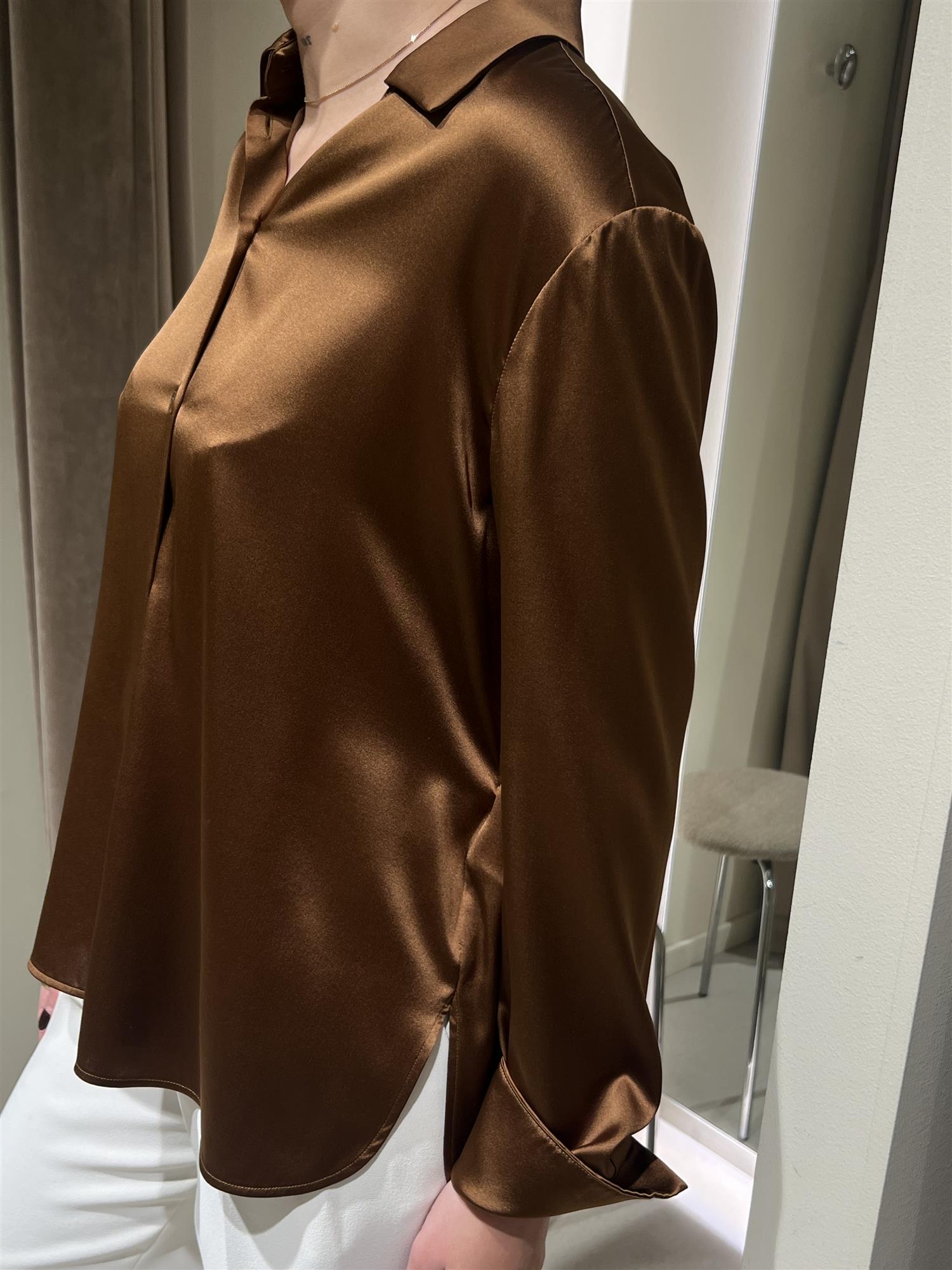 Skjorte - Verve Silk Shirt Tobacco