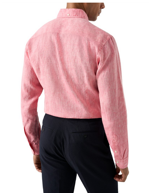 Linskjorte - Red Solid Plain Weave Linen Shirt