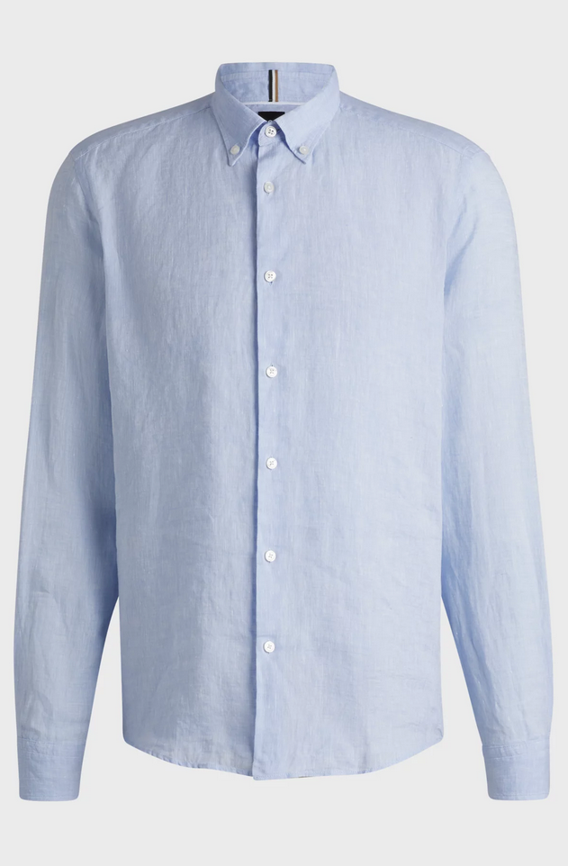 Linskjorte - Liam Regular-Fit Button-Down Shirt Linen Light Blue