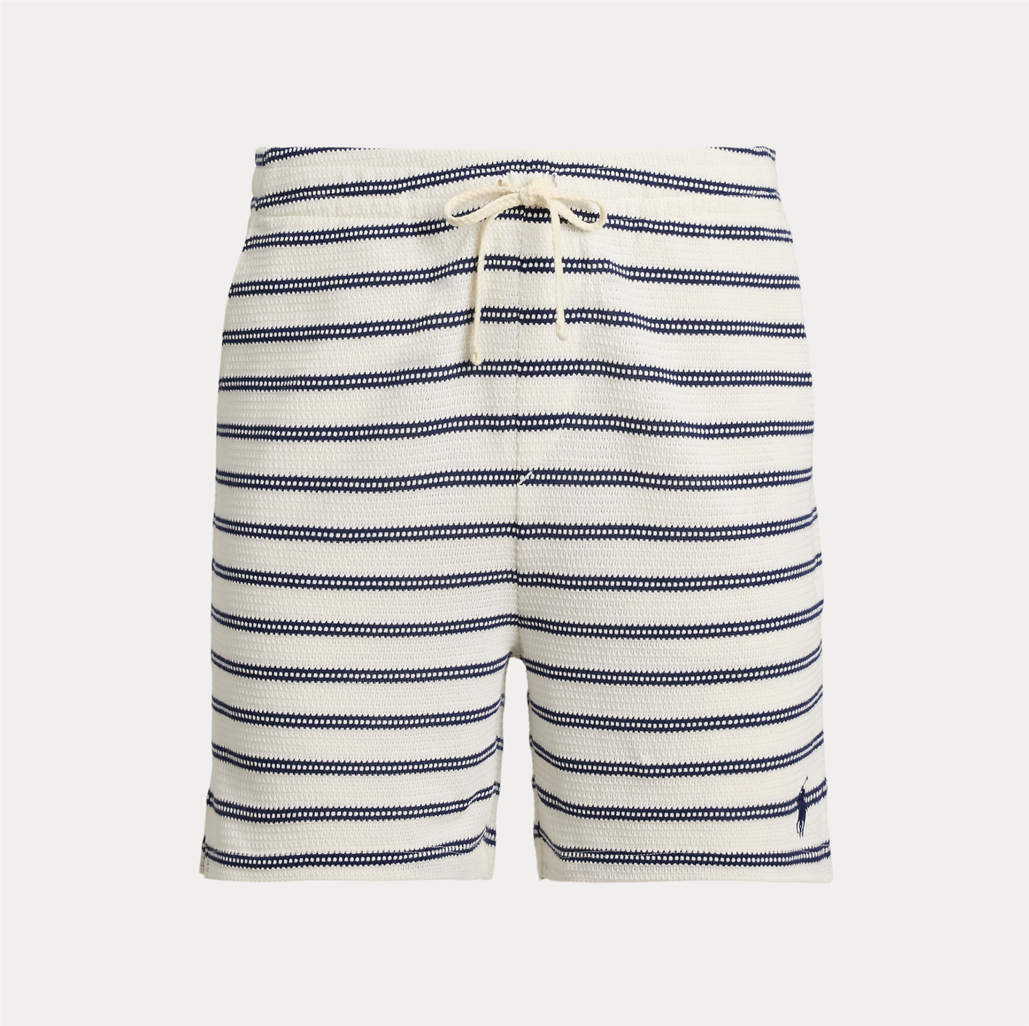 Shorts - Striped Pointelle Ribbed Short Pale Cream / Newport Navy