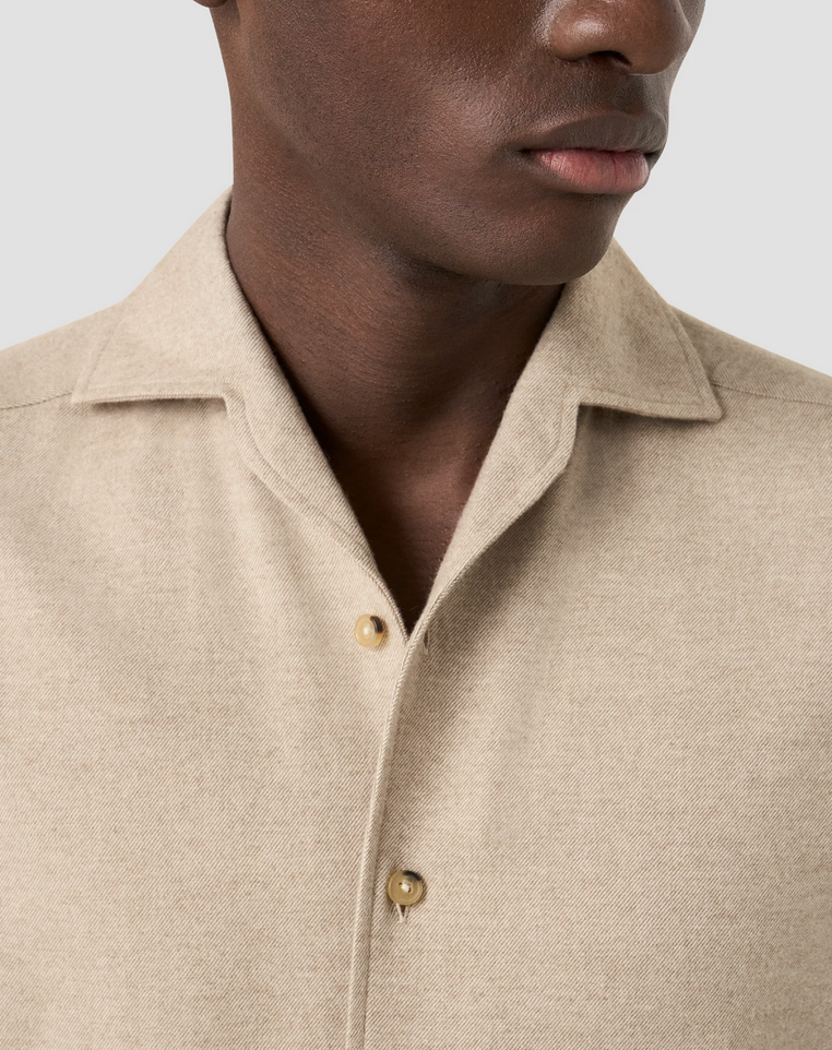 Skjorte - Solid Flannel Shirt Beige