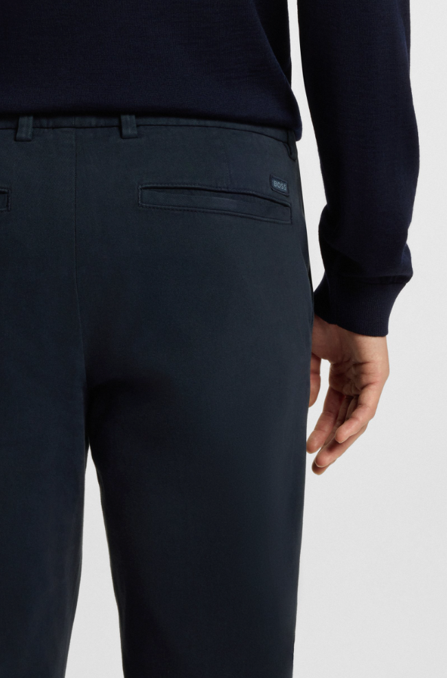 Bukse - Kaiton Slim-Fit Trousers In Stretch-Cotton Twill Dark Blue