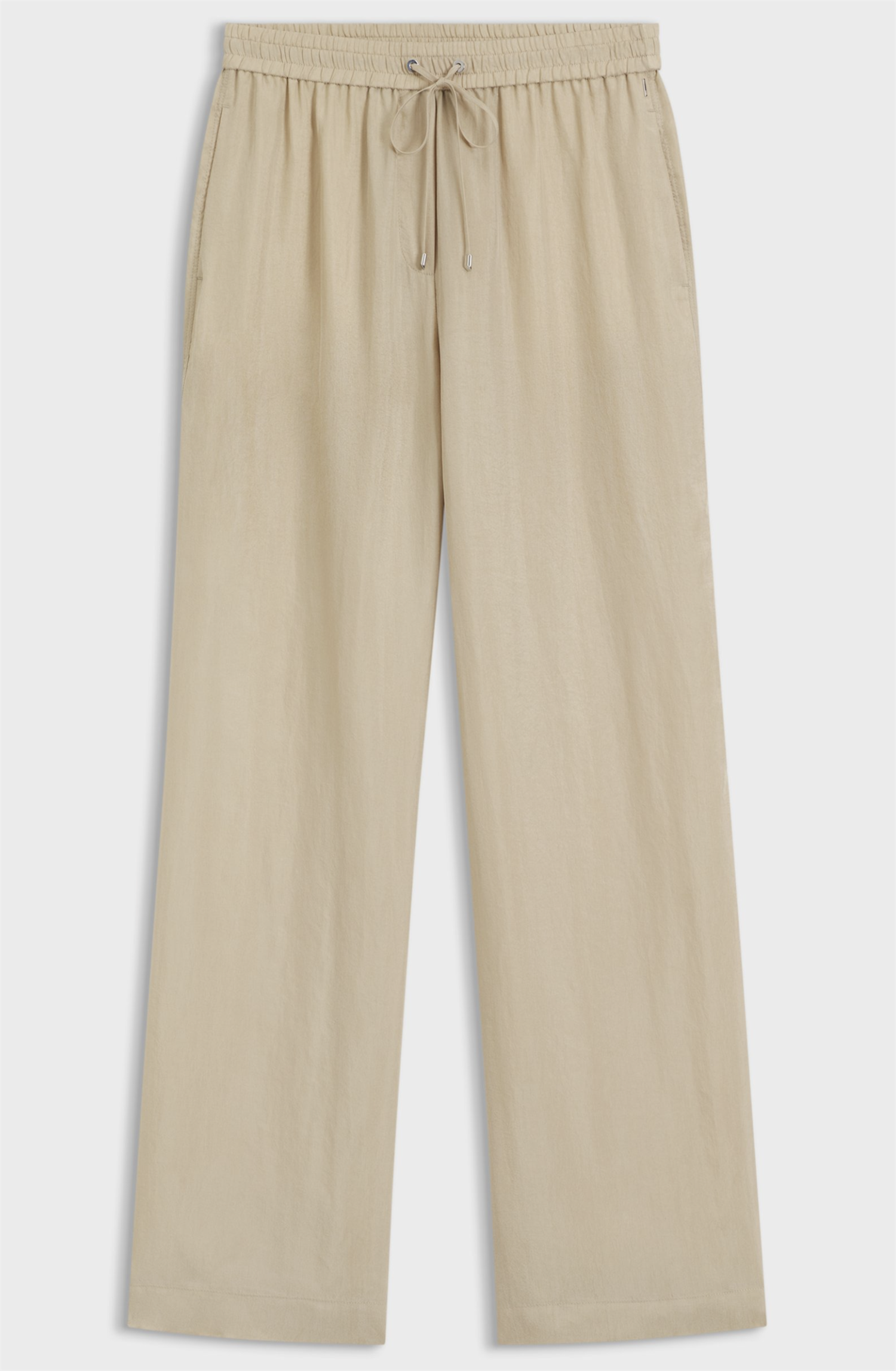 Bukse - Relaxed Fit Trousers With Drawcord Waist Light Beige