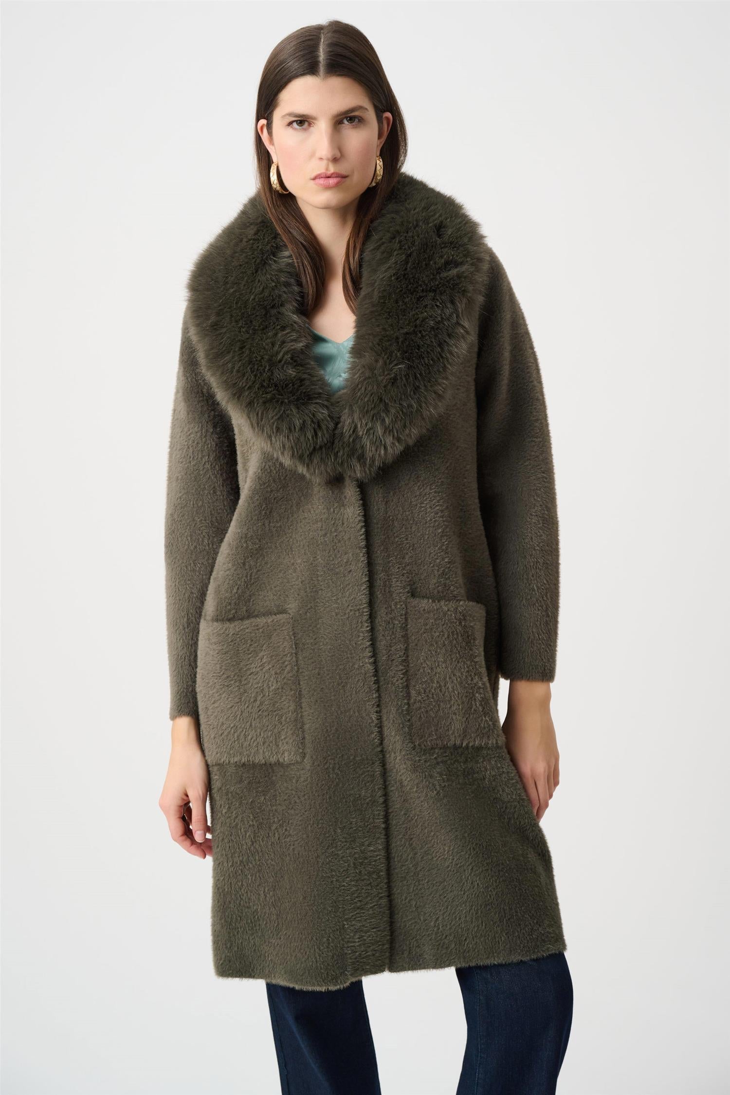 Kåpe - Feather Yarn Knit Coat Avocado
