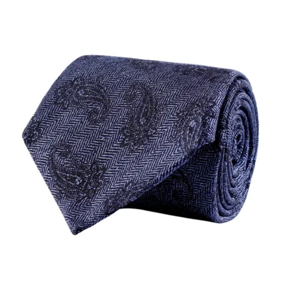 Slips - Classic Tie Blue Paisley on Fishbone