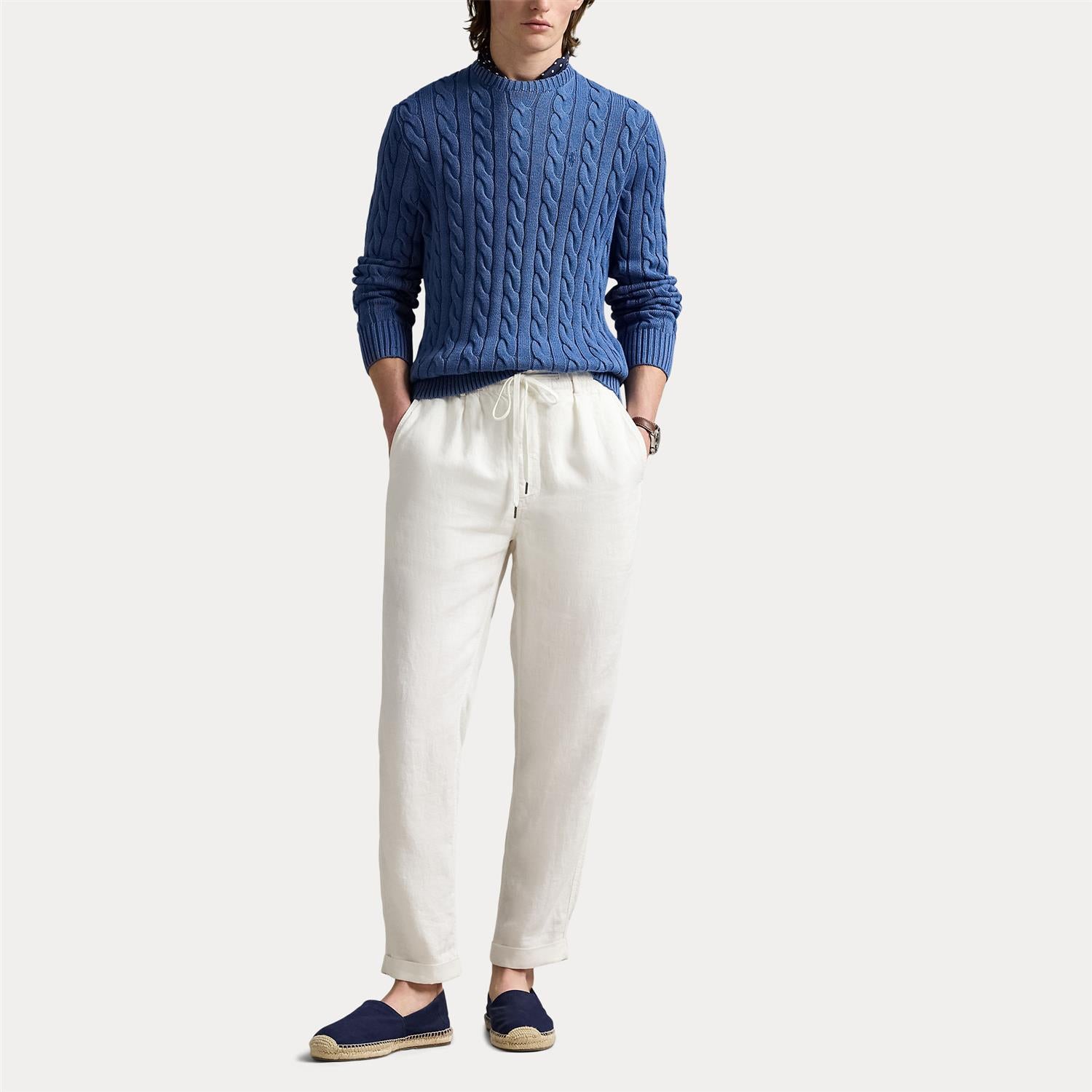 Genser - Cabel-Knit Garment-Dyed Cotton Sweater Navy