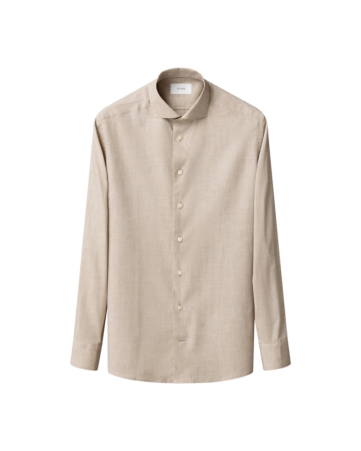 Skjorte - Solid Signature Flannel Slim Fit Shirt Beige