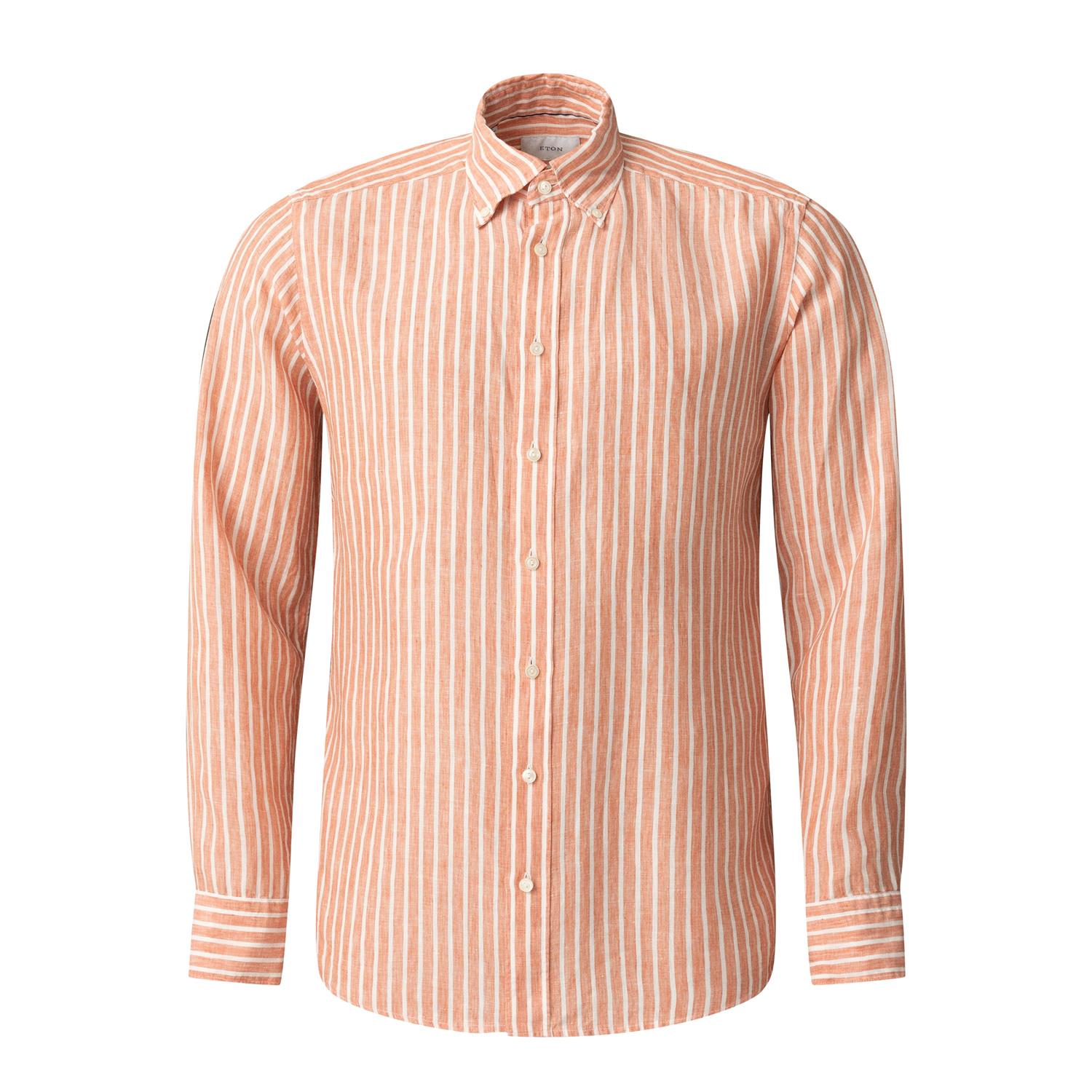 Linskjorte - Orange Striped Linen Shirt