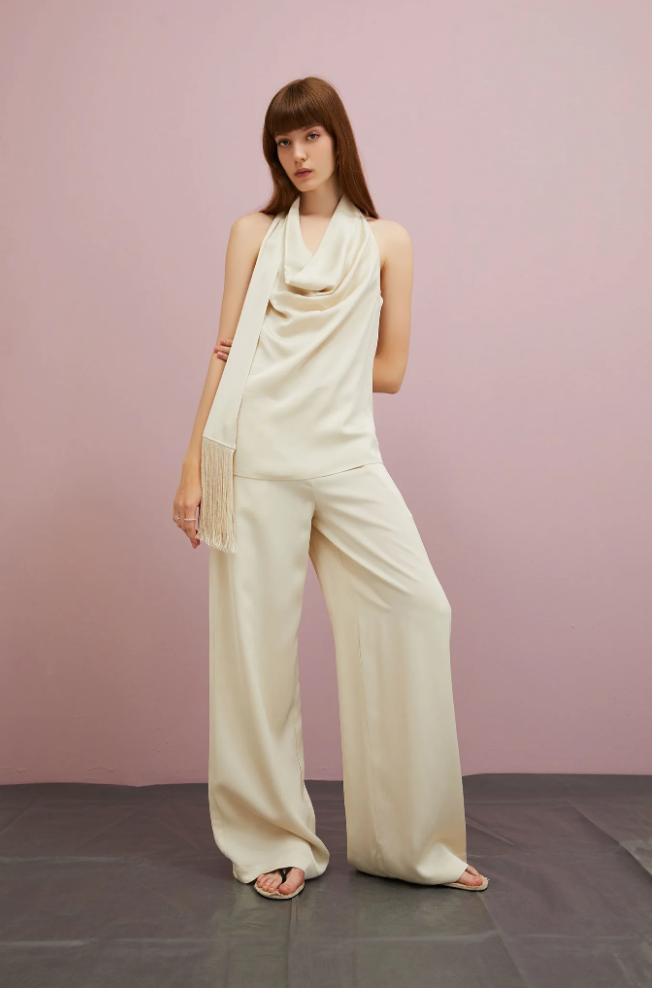 Topp - Top In Crepe Bone White