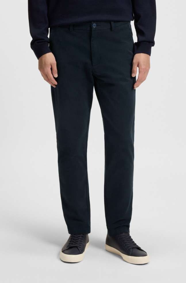 Bukse - Kaiton Slim-Fit Trousers In Stretch-Cotton Twill Dark Blue